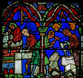 Vitral de São Chéron: doadores - pedreiros (w15)