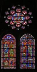 St Cosmos, St Damien, St Gervais e Proteus; padres doadores; a Virgem e o Filho acima (w120)