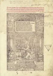 São Jerônimo em seu Studiolo, página de título de uma Bíblia, impressa por J. Marion, Lyon, 1521