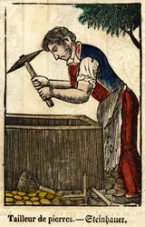 Alfaiate de pedra; Série sobre o comércio, imagem da Epinal do século XIX.