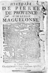 História de Pierre de Provence e a bela Maguelonne, Bibliotheque Bleue, Troyes, 1738