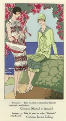 Vestido de verão e vestido desportivo, de Art-Gout-Beaute, pub.1924 (gravura em pochoir)