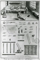 Tanners, das descrições de artes e ofícios por Denis Diderot (1713-84), publicado c.1770 (foto de b & w)