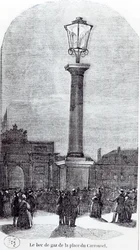 O 1º Gaslamp em Paris na Place du Carrousel em 1818