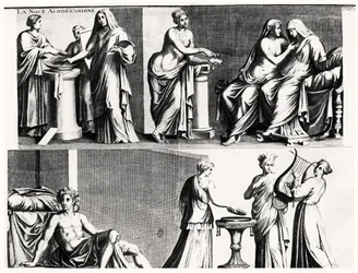 O Casamento Aldobrandini, depois de um Fresco Romano (bw print)