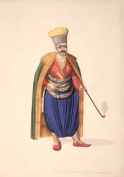 Os embaixadores Janissary, período otomano, terceiro quarto do século XVIII (wc no papel)