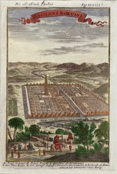 A antiga cidade de Babel, ilustração da descrição de lUnivers por Allain Manesson Mallet (1630-1706) publicou Paris, 1683