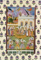 A Assembléia de Efrits e Djinn, ilustração de The Arabian Nights, 1895 (gravura a cores)
