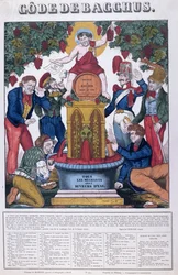 O Código de Bacchus, Todos os desagradáveis são bebedores de água, caricatura sobre o alcoolismo, Imagerie de Metz, c.1840
