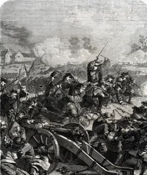 A Batalha de Landen ou Neerwinden foi travada na Bélgica atual em 29 de julho de 1693 durante a Guerra dos Nove Anos (gravura)