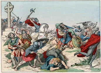 A Batalha de Poitiers, 25 de Outubro 732, ganha por Charles Martel - A Batalha de Poitiers, 25 de Outubro 732, ganha por Charles Martel (688-741) - Gravura do final do século XIX em "Nos Gires Nationales - Images et recits