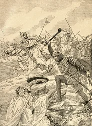 The Battle of Tours aka The Battle of Poitiers, 732. Da Agenda Buvard du Bon Marche publicada em 1917.