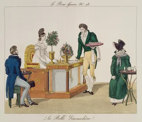 O vendedor bela limonada, placa 98 de le Bon Genre, c.1810 (gravura de cor)