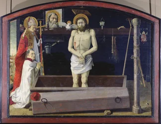 O Retábulo de Boulbon: A Trindade com um doador apresentado por St. Agricol, Escola de Provence (óleo sobre painel transferido para a tela)