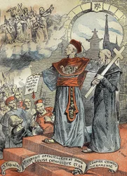 O Imperador chinês Guangxu (Kouang-siu ou Kouang Siu) (1872-1908) reconheceu oficialmente a Igreja Católica e a sua hierarquia. Gravura em "Le Pelerin" 25/05/1899.