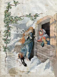 A cigarra e a formiga. Fábulas de Jean de La Fontaine (1621-95). Ilustração de Michelet SC. finais do século XIX.