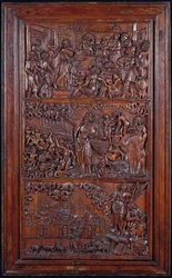 O Credo, Painel IV: A Remissão de Pecados, Ezequiel Visão dos Ossos Secos e Visão de São João de Jerusalém, 1587 (madeira) (ver também 414036-8)