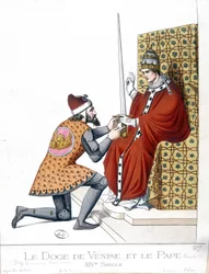 O Doge de Veneza e o Papa no século XIV - gravura
