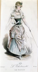 A fada da eletricidade, fantasia para uma bola de fantasia com bateria, c.1885
