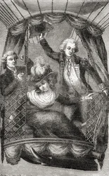 A Primeira Ascensão Balão na Inglaterra, 15 de setembro de 1784, de "Maravilhosas Subidas Balão ou a Conquista dos Céus", por Fulgence Marion, publicado em c.1870 (lito)