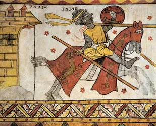 O senhor Frankish Guillaume au Court-Nez mata o chefe do trigo sarraceno Iaian