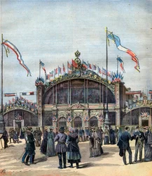 A Exposição Francesa em Moscou (maio-outubro de 1892) Vista da fachada. Ilustração para o Jornal Le Petit