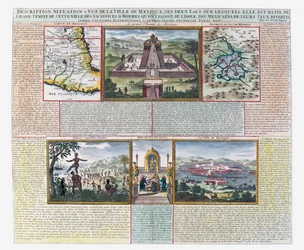 O Grande Templo, mapas do México e seus arredores (gravura colorida)