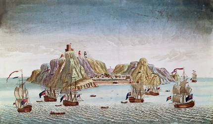 A ilha de Santa Helena, local do exílio do general Napoleão Bonaparte (1769-1821)