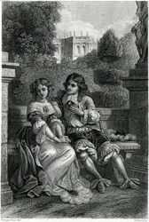 O Rei de França Luís XIV na companhia galante da Mademoiselle de la Vallière