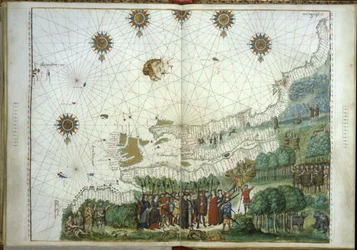 Aterragem de Jacques Cartier e colonos no Canadá, 1547