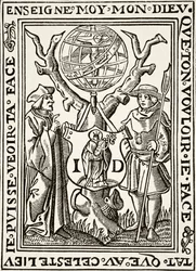 The Marque of Jehan St Denis, Parisien Bookseller, de Science and Literature in The Middle Ages de Paul Lacroix pub. Londres, 1878