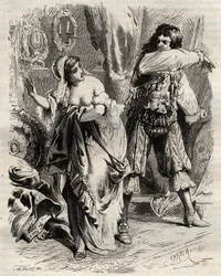 O Marquês de Montespan, Louis Henri (Louis-Henri) de Pardaillan de Gondrin (1640-1691), esbofeteou sua esposa, a Marquesa de Montespan (Françoise Athenais) por Rochechouart Mortemart (ou Madame de Montespan) (1640-1707), pois ela se recusou a ele por ordem