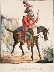 The Orvietan Seller, c.1816 (gravação a cores)