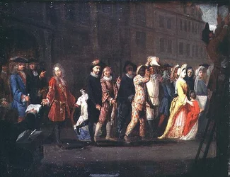 O retorno dos comediantes após a supressão da comédia Italienne, 1697