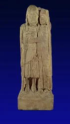 O retorno do cruzado, Hugh de Vaudemont Abraçado por sua esposa, do claustro do convento de Belval, perto de Portieux, na Lorena
