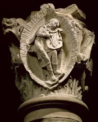 The Sounds of Music, capital da coluna do ambulatório de Cluny, c.1115 (pedra esculpida)