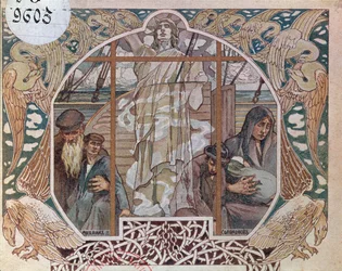 O Espírito da Liberdade como a Única Esperança, ilustração de capa de Au dela de lOcean, 1909