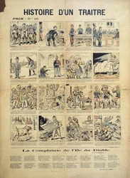A história de um traidor, desenhos animados anti-Dreyfusard e folha de canção