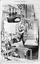 O Teatro ilustra: os bastidores do "Chat noir". Gravação em "Le monde illustrious", "1888.