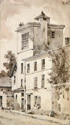 A Torre onde Louis-Jacques Daguerre fez as suas descobertas (aguarela sobre papel)