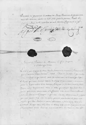 O Tratado dos Pirineus, assinado pelo cardeal Jules Mazarin (1602-1661) e dom Luis Mendez de Haro (1598-1661) 7 de novembro de 1659