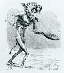 O Ukobach, ilustração do Dictionnaire Infernal por Jacques Albin Simon Collin de Plancy, 1818