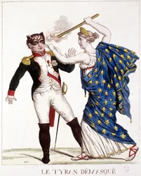 O Pneu Desmascarado - em "Napoleão 1, caricaturas, coleção de bonecos", c. 1814.