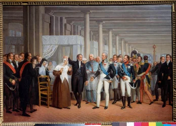 O anatomista e cirurgião Barão Guillaume Dupuytren (1777-1835) no Hotel Dieu apresenta uma ópera ao Rei Carlos X Pintura, escola francesa do século XIX, 375 x 540 cm Paris, museu do carnaval
