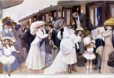 A chegada do "Comboio dos Maridos", deb.20 Century.