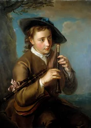 O tocador de gaita-de-foles Pintura da Escola Francesa. Século XVIII