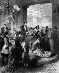 A cadeira de equilíbrio: uma mulher sentada numa poltrona que calcula o peso. Paris