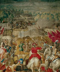 A batalha de Mohacs entre os exércitos imperiais e ... (tapeçaria)
