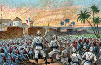 A captura de Abomey, antiga capital do Behanzin (hoje Benin) pela força expedicionária francesa comissionada pelo General Alfred Amedee Dodds (17 de novembro