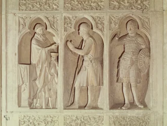 A comunhão de um cavaleiro, detalhe do extremo oeste da nave, 1245-57